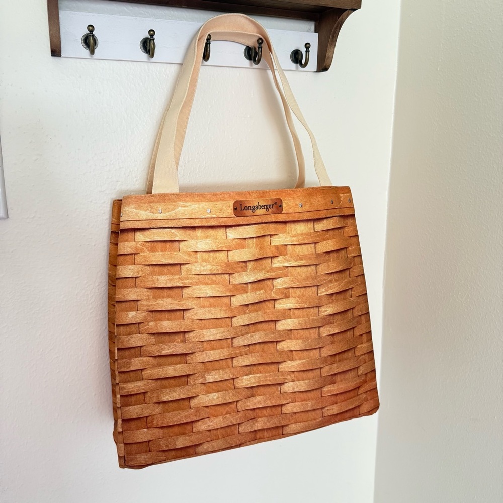 Limited Edition, Rare Longaberger Tan Woven Print Tote Bag